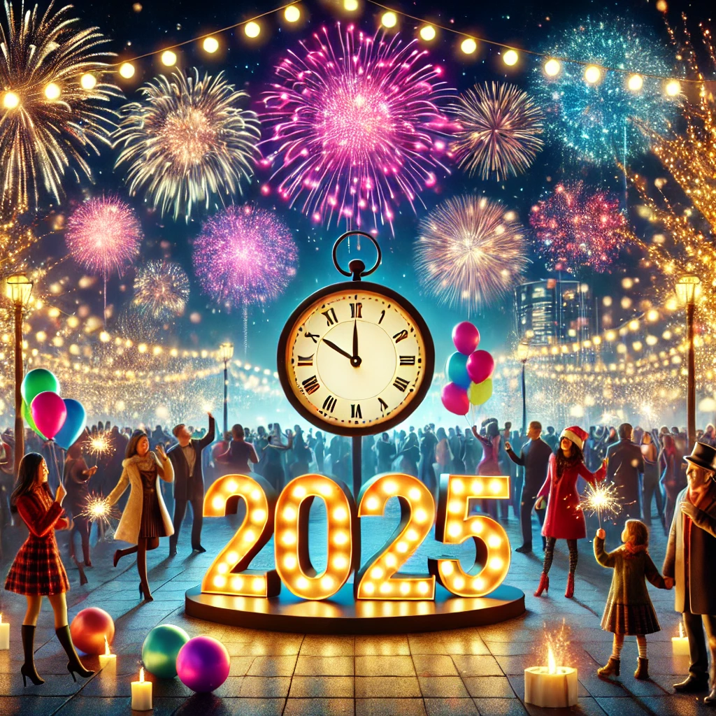 DALL·E-2025-01-01-20.27.37-A-festive-New-Year-2025-scene-featuring-a-colorful-display-of-fireworks-in-the-night-sky-a-countdown-clock-striking-midnight-and-a-crowd-of-diverse- New Year 2025 ( ନବୀନ ବର୍ଷ ୨୦୨୫ )