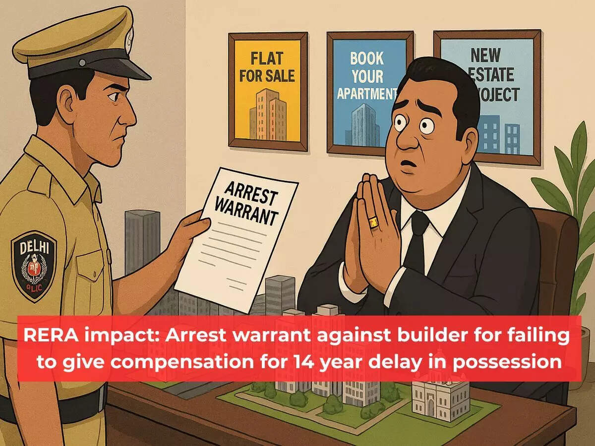 msid-123498796,imgsize-122218.cms Delayed possession: Arrest warrant issued against builder who failed to pay compensation to property buyer on time, Haryana RERA order